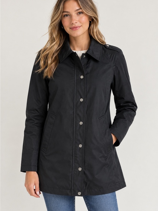Burberry Jackets & Blazers - Burberry Brit Bowpark Black Raincoat with Snap-Front Closure